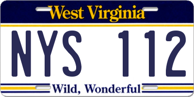 WV license plate NYS112