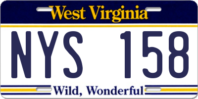 WV license plate NYS158