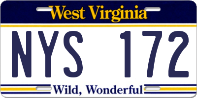WV license plate NYS172