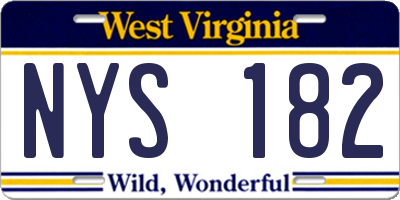 WV license plate NYS182