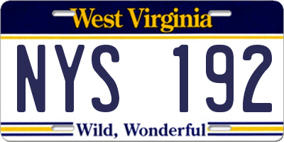 WV license plate NYS192