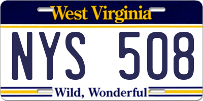 WV license plate NYS508