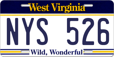 WV license plate NYS526