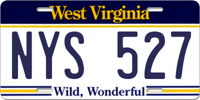 WV license plate NYS527