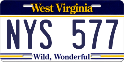 WV license plate NYS577