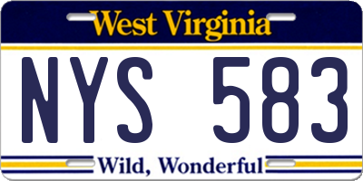 WV license plate NYS583