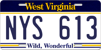 WV license plate NYS613