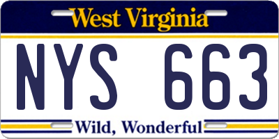 WV license plate NYS663