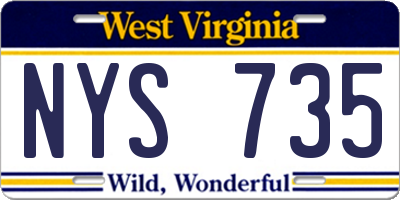 WV license plate NYS735