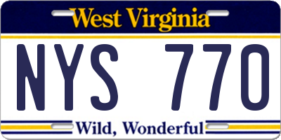 WV license plate NYS770