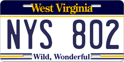WV license plate NYS802