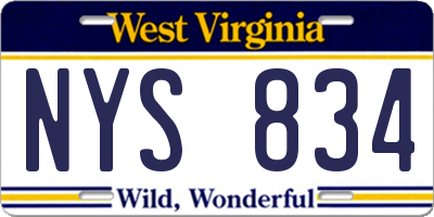 WV license plate NYS834