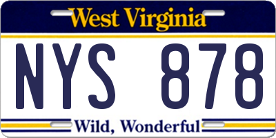 WV license plate NYS878