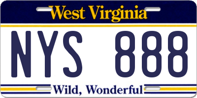 WV license plate NYS888