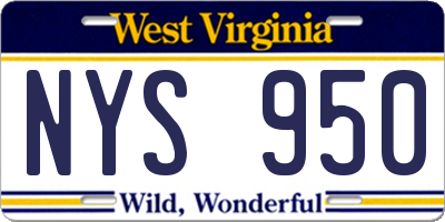 WV license plate NYS950