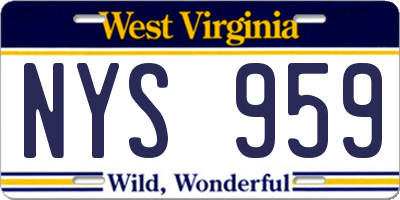 WV license plate NYS959