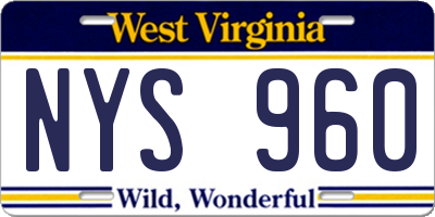 WV license plate NYS960