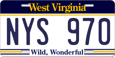 WV license plate NYS970