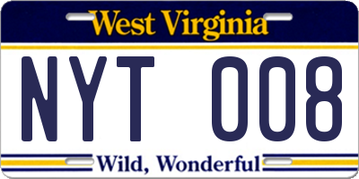 WV license plate NYT008
