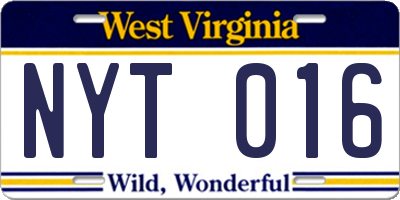 WV license plate NYT016