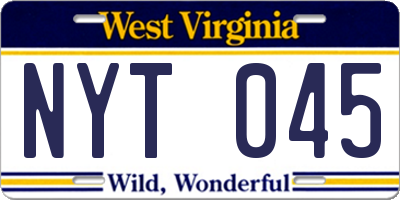 WV license plate NYT045