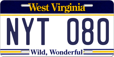 WV license plate NYT080
