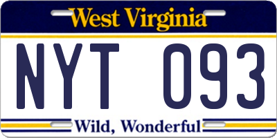 WV license plate NYT093