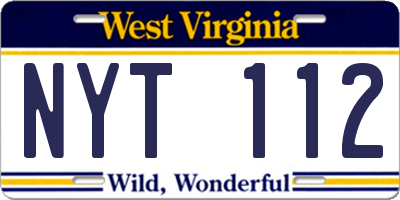 WV license plate NYT112