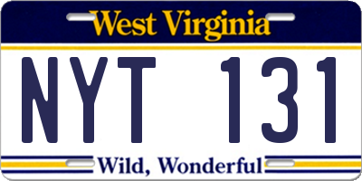 WV license plate NYT131