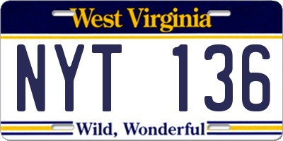 WV license plate NYT136
