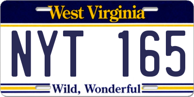 WV license plate NYT165