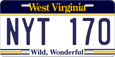WV license plate NYT170