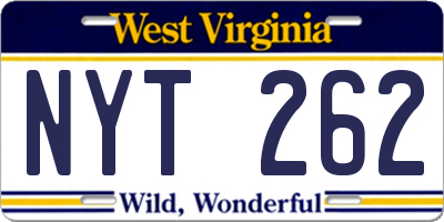 WV license plate NYT262