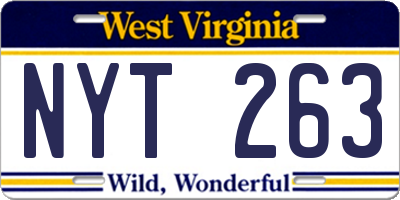 WV license plate NYT263