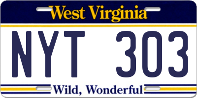 WV license plate NYT303