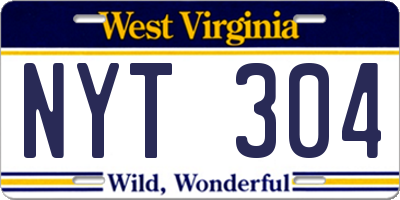 WV license plate NYT304