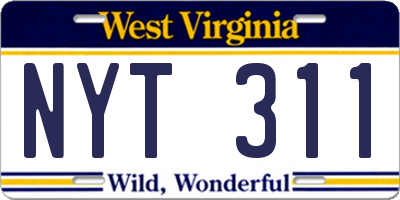 WV license plate NYT311
