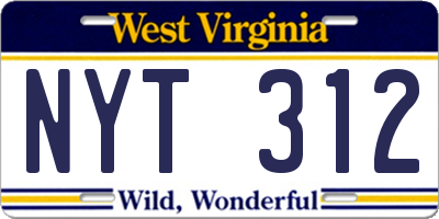 WV license plate NYT312