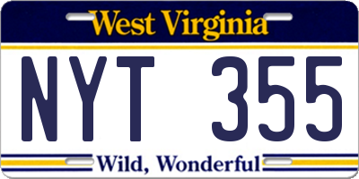 WV license plate NYT355