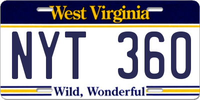 WV license plate NYT360