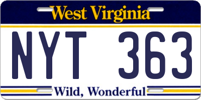 WV license plate NYT363