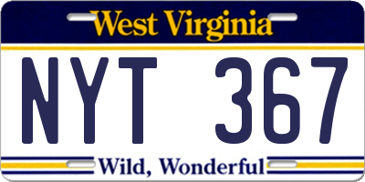 WV license plate NYT367