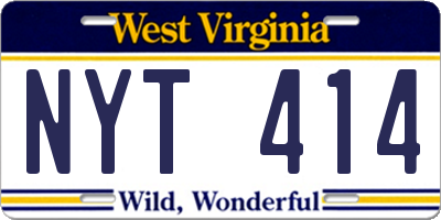 WV license plate NYT414