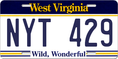 WV license plate NYT429