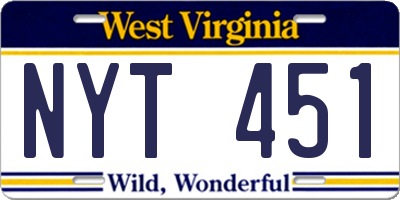 WV license plate NYT451