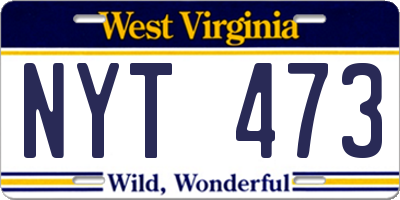 WV license plate NYT473