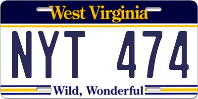 WV license plate NYT474
