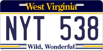 WV license plate NYT538