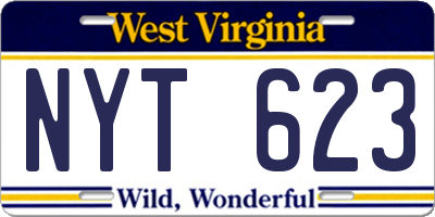 WV license plate NYT623