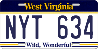 WV license plate NYT634